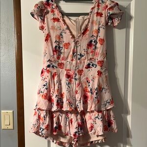 Altar'd State Pink Ruffle Detail Romper